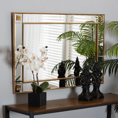 Baxton Studio Iara Modern Glam and Luxe Antique Goldleaf Finished Wood Accent Wall Mirror 224-12927-ZORO